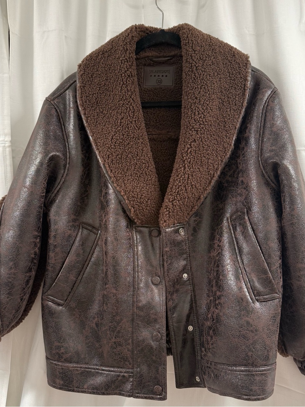 BlankNYC Brown Faux Shearling Aviator Jacket Size XS- Sherpa Lined